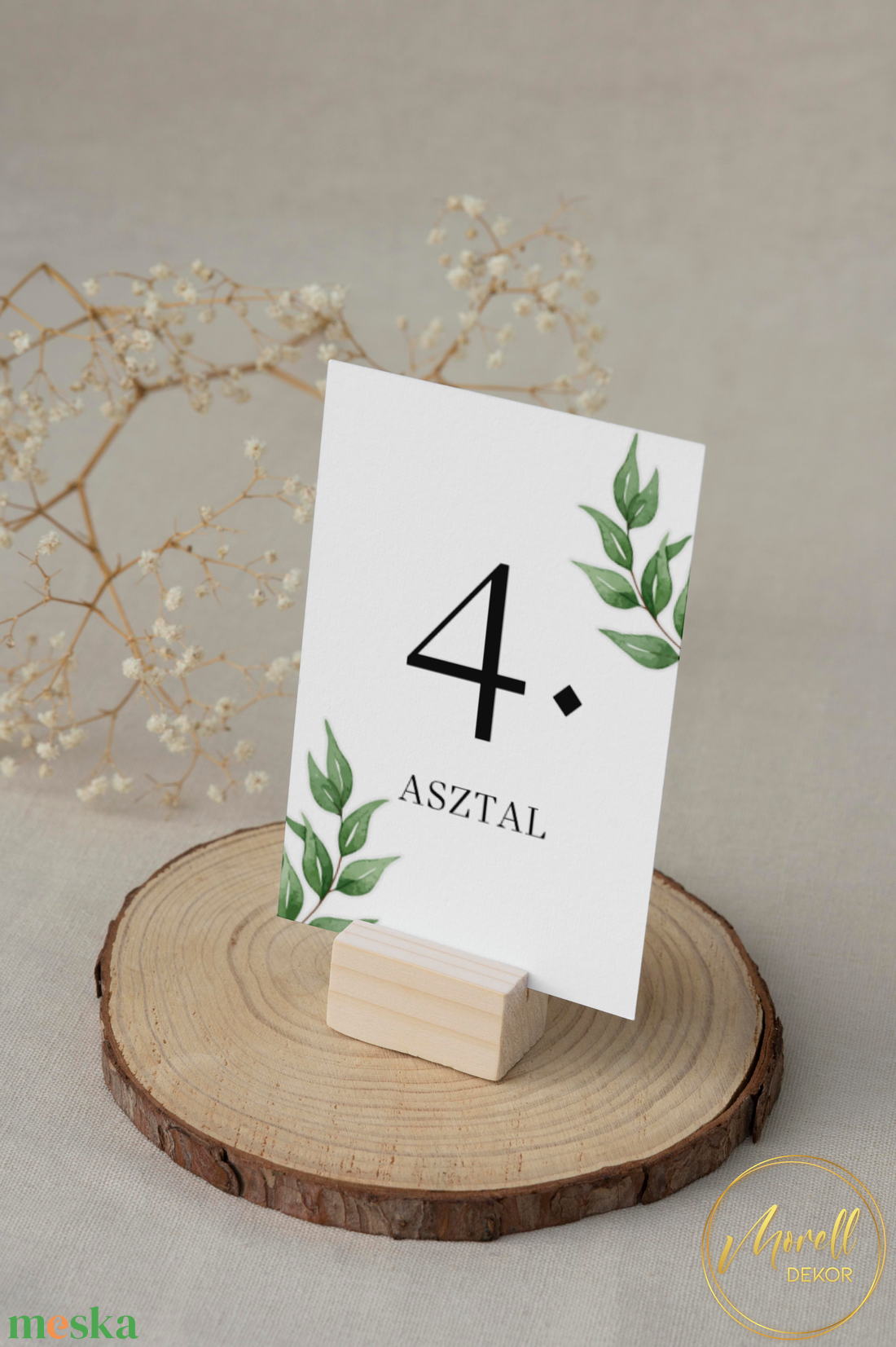 Esküvő asztalszám / asztaljelölő / asztalszám kártya / asztalszámozás /  asztali dekorá - Soft Sage (zsályazöld leveles) - esküvő - meghívó & kártya - meghívó - Meska.hu