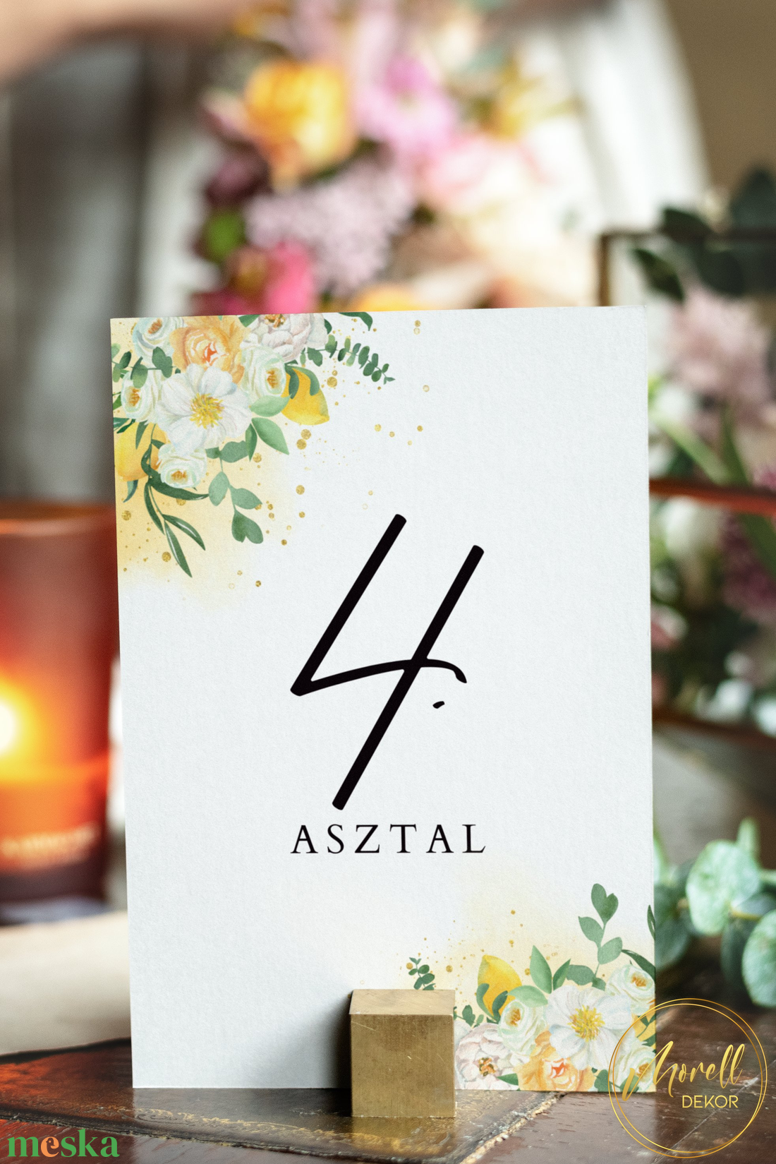 Esküvő asztalszám/asztaljelölő/asztalszám kártya/asztalszámozás/asztali dekor - Summer Sorbet (citromos virágos) - esküvő - meghívó & kártya - meghívó - Meska.hu