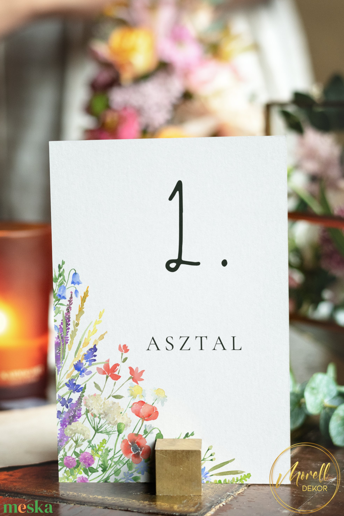 Esküvő asztalszám/asztaljelölő/asztalszám kártya/asztalszámozás/asztali dekoráció- Vadvirág liget (színes vadvirágos) - esküvő - meghívó & kártya - meghívó - Meska.hu