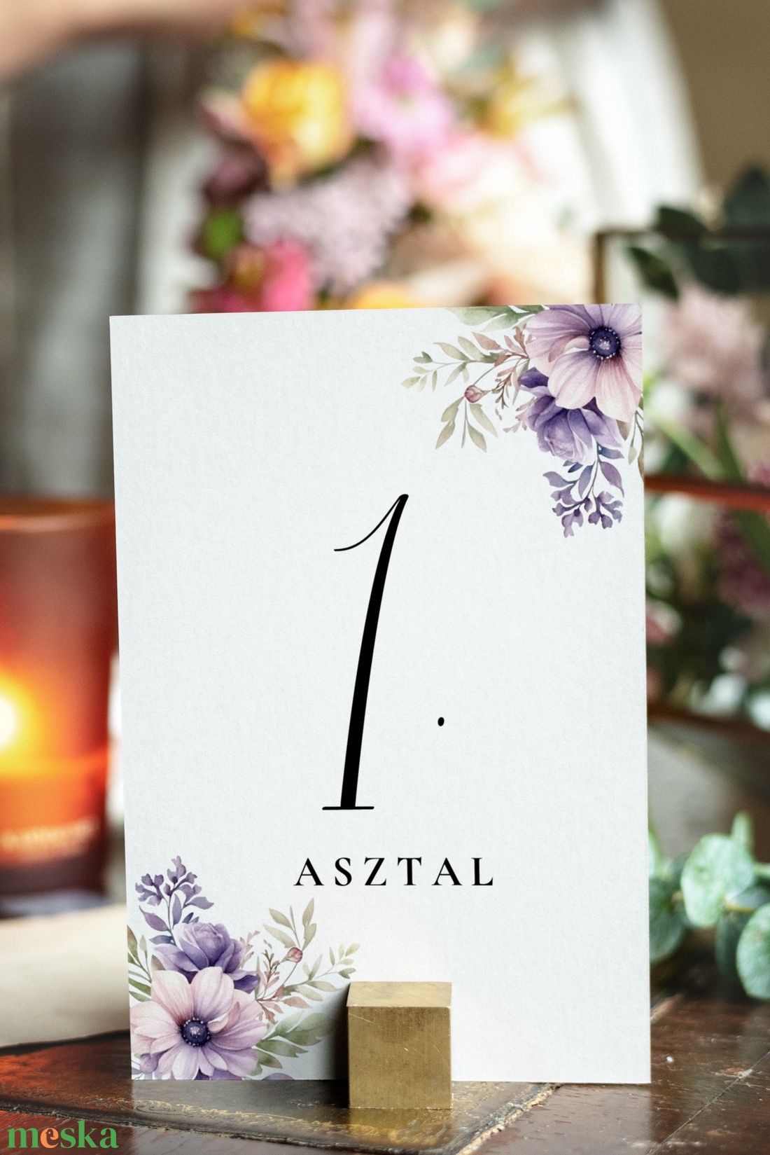 Esküvő asztalszám/asztaljelölő/asztalszám kártya/asztalszámozás/asztali dekoráció- Violet Haze (lila virágos) - esküvő - meghívó & kártya - meghívó - Meska.hu