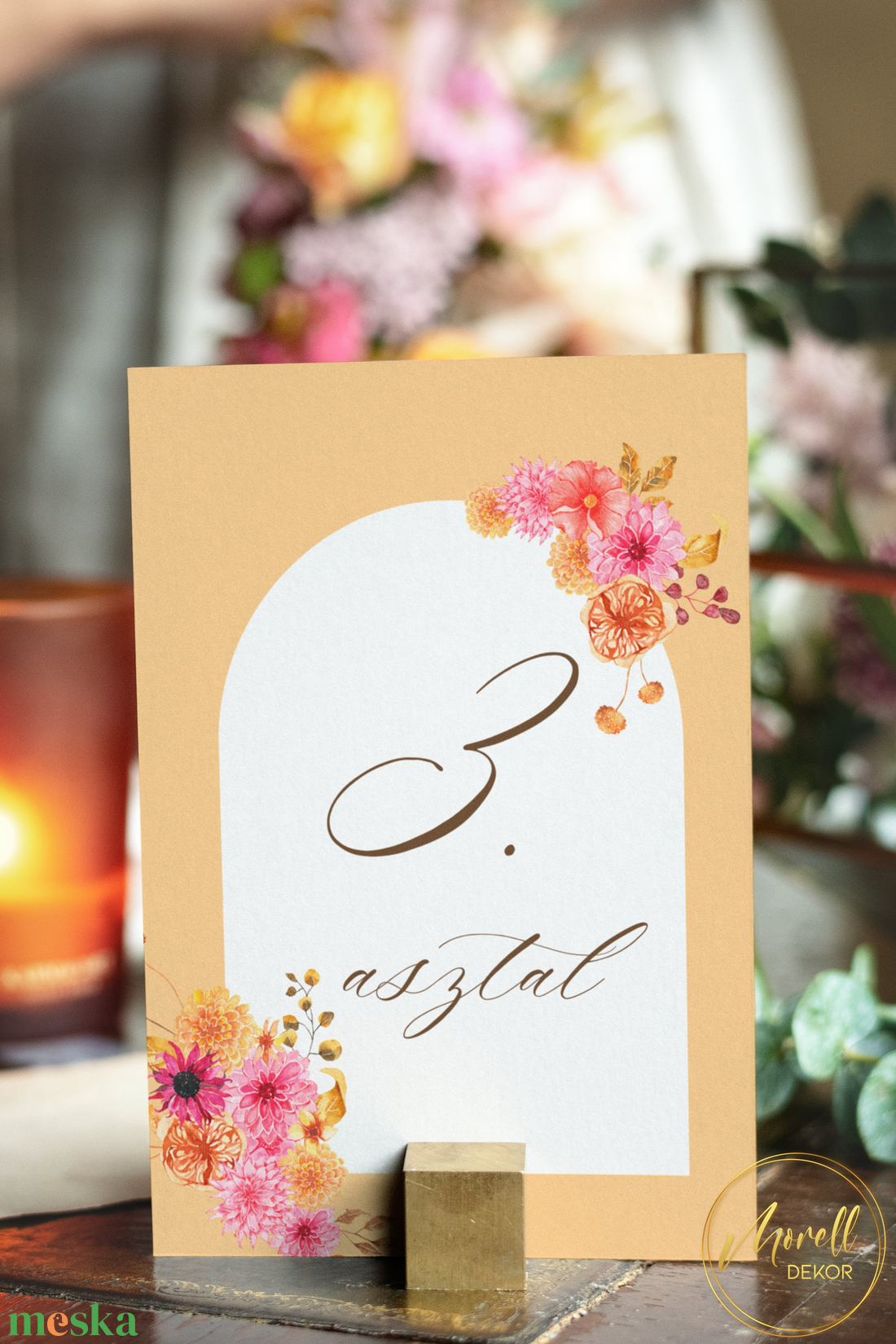  Esküvő asztalszám/asztaljelölő/asztalszám kártya/asztalszámozás/asztali dekoráció- Color Pop Flora (színes virágos) - esküvő - meghívó & kártya - meghívó - Meska.hu