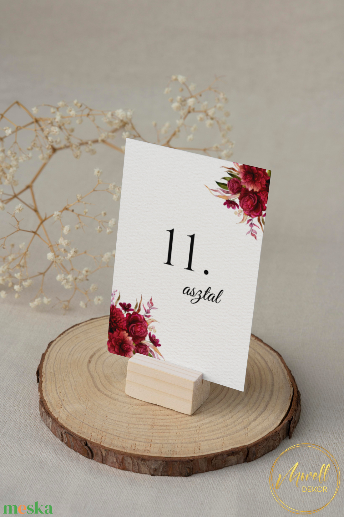 Esküvő asztalszám/asztaljelölő/asztalszám kártya/asztalszámozás/asztali dekoráció - Burgundy Bliss (bordó virágos) - esküvő - meghívó & kártya - meghívó - Meska.hu