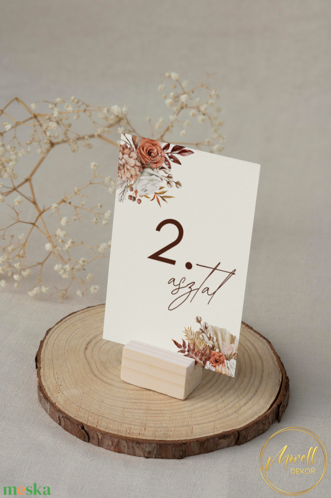 Esküvő asztalszám/asztaljelölő/asztalszám kártya/asztalszámozás/asztali dekoráció - Antique Bloom (terrakotta virágos) - esküvő - meghívó & kártya - meghívó - Meska.hu