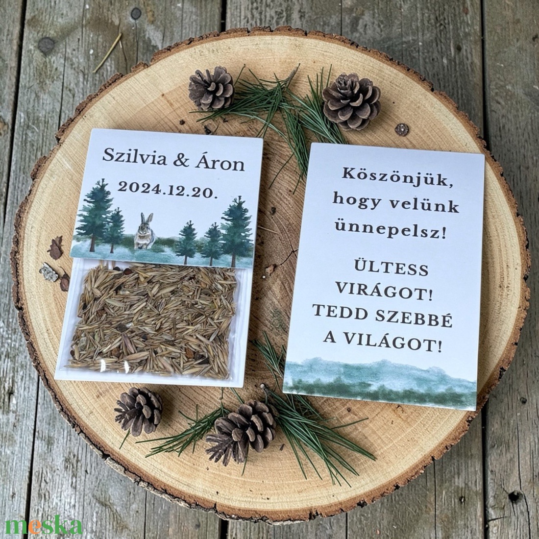 Esküvői köszönőajándék virágmag /erdős-állatos minta/- Erdei mese - esküvő - emlék & ajándék - köszönőajándék - Meska.hu