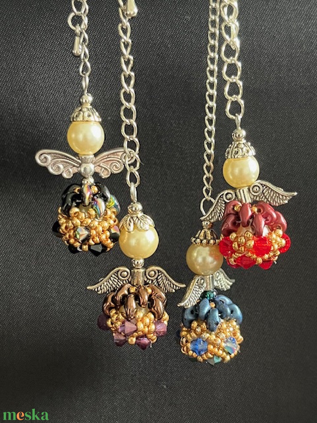 Gyöngy angyalka  - karácsony - karácsonyi lakásdekoráció - karácsonyfadíszek - Meska.hu