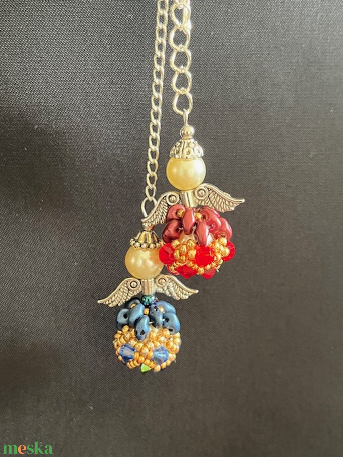 Gyöngy angyalka  - karácsony - karácsonyi lakásdekoráció - karácsonyfadíszek - Meska.hu