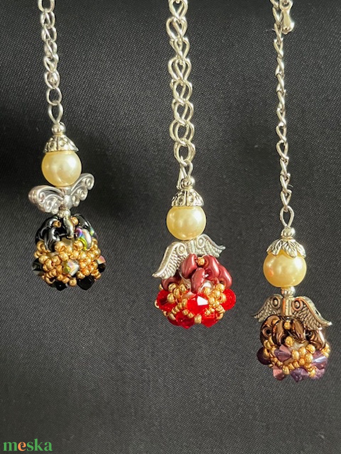 Gyöngy angyalka  - karácsony - karácsonyi lakásdekoráció - karácsonyfadíszek - Meska.hu