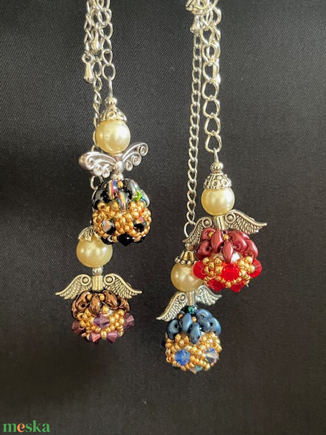 Gyöngy angyalka  - karácsony - karácsonyi lakásdekoráció - karácsonyfadíszek - Meska.hu