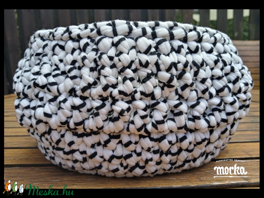 Fedeles horgolt tároló szett - Fekete Fehér - otthon & életmód - tárolás & rendszerezés - tárolókosár - Meska.hu