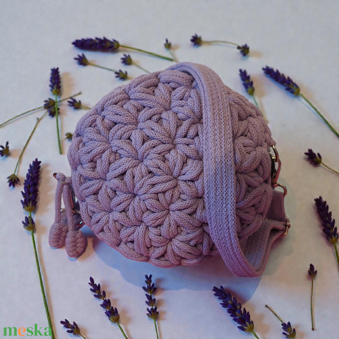 Macaron - horgolt crossbody - levendula lila - táska & tok - kézitáska & válltáska - alkalmi táska - Meska.hu