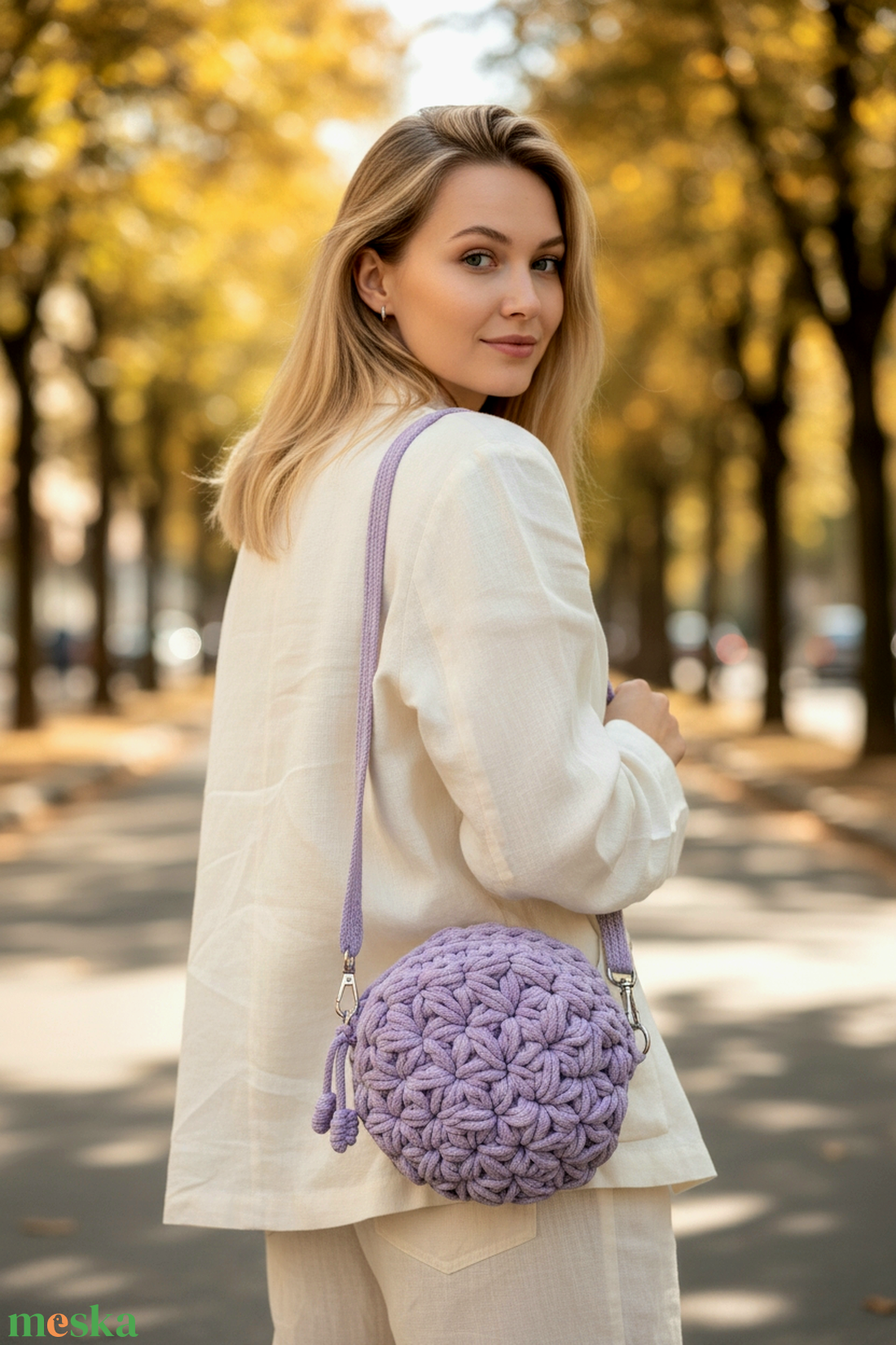 Macaron - horgolt crossbody - levendula lila - táska & tok - kézitáska & válltáska - alkalmi táska - Meska.hu