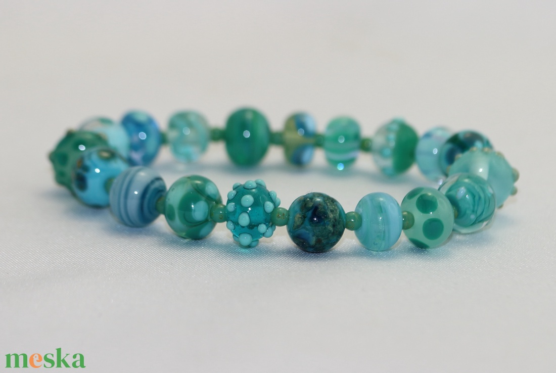 Tengerzöld lámpagyöngy karkötő - ékszer - ékszerszett - Meska.hu