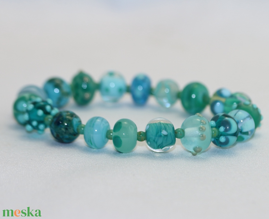 Tengerzöld lámpagyöngy karkötő - ékszer - ékszerszett - Meska.hu