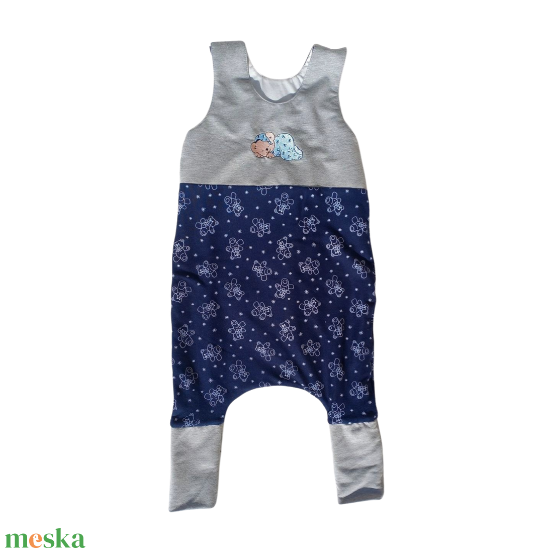 92-98 Mosolymanó tipegő hálózsák �maci, szürke-sötétkék - baba - mama - babaruházat - tipegőhálózsák - Meska.hu