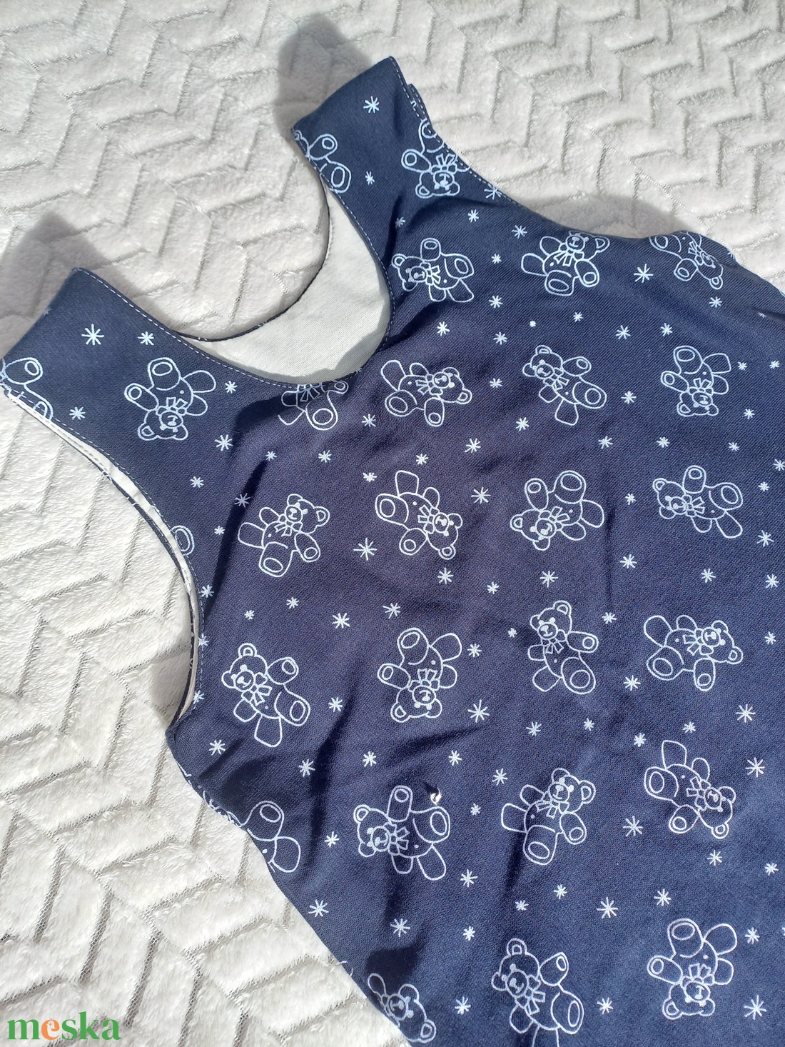 92-98 Mosolymanó tipegő hálózsák �maci, szürke-sötétkék - baba - mama - babaruházat - tipegőhálózsák - Meska.hu