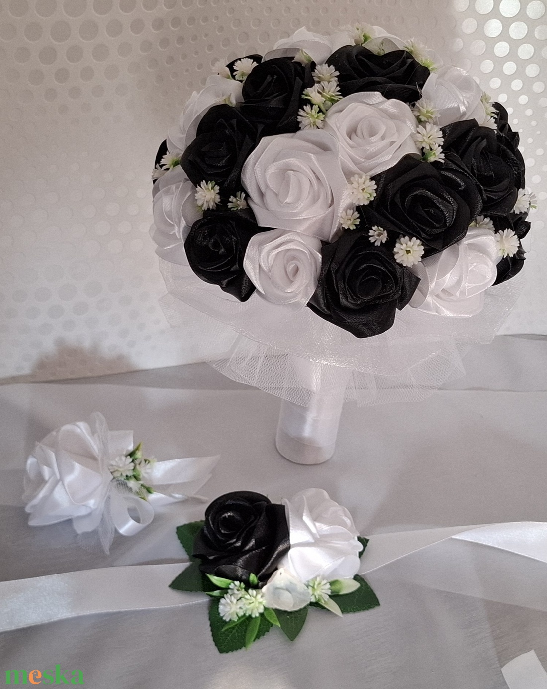 Örökcsokor garnitúra - esküvő - menyasszonyi- és dobócsokor - Meska.hu