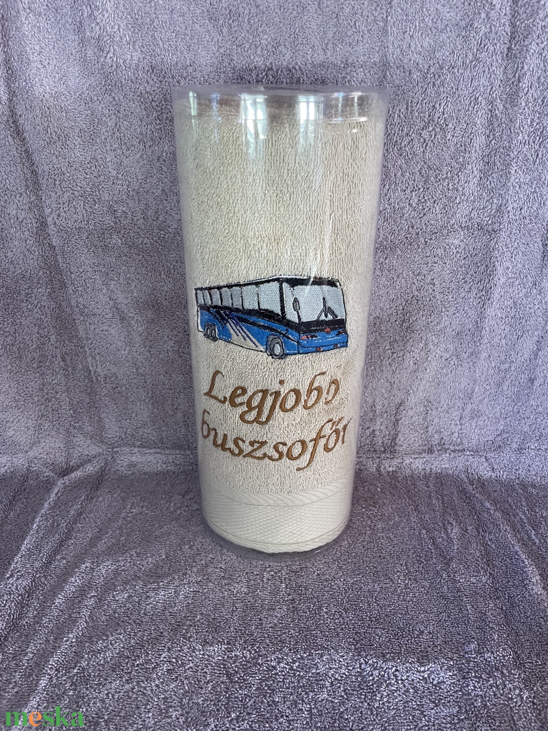 Legjobb buszsofőr feliratos hímzett törölköző - otthon & életmód - fürdőszoba - törölköző - Meska.hu