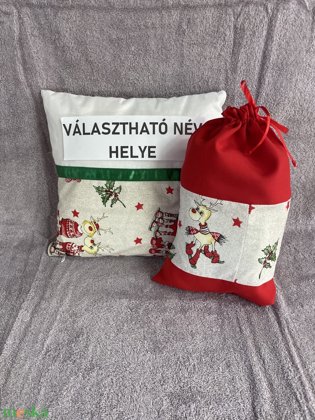 Mikulás párna + mikulás zsák egyedi névvel ellátva - otthon & életmód - lakástextil - párna & párnahuzat - Meska.hu