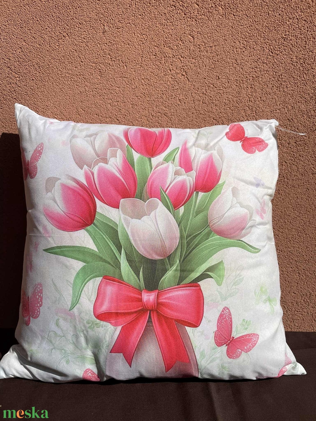 Tulipán mintás virágos párna - otthon & életmód - lakástextil - párna & párnahuzat - Meska.hu