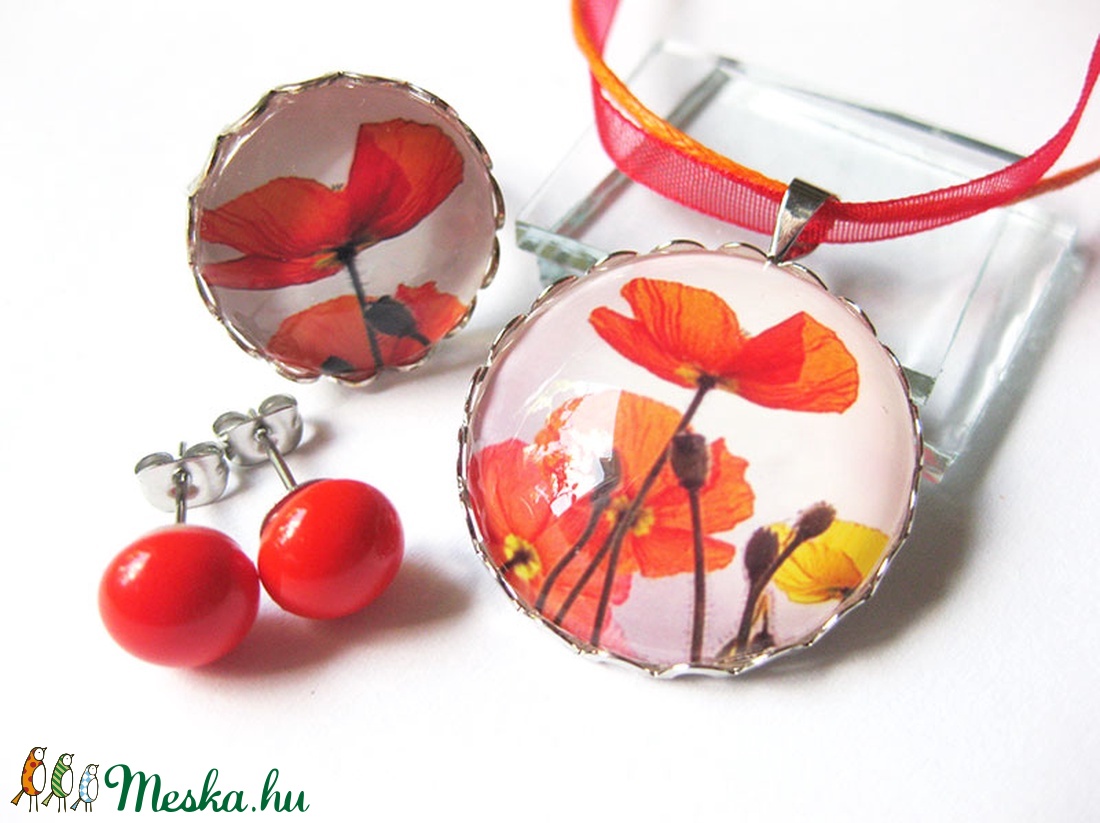 Pipacs mintás ékszerszett - ékszer - ékszerszett - Meska.hu