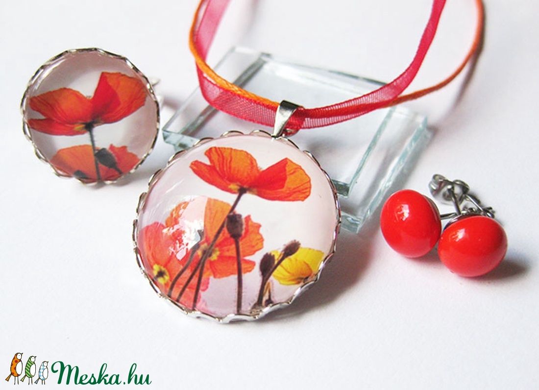 Pipacs mintás ékszerszett - ékszer - ékszerszett - Meska.hu