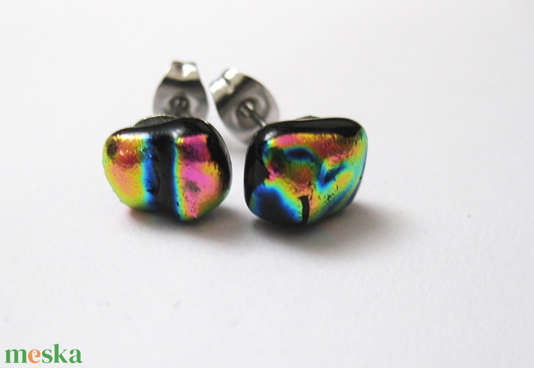 Szivárvány völgy üvegékszer fülbevaló - ékszer - fülbevaló - pötty fülbevaló - Meska.hu