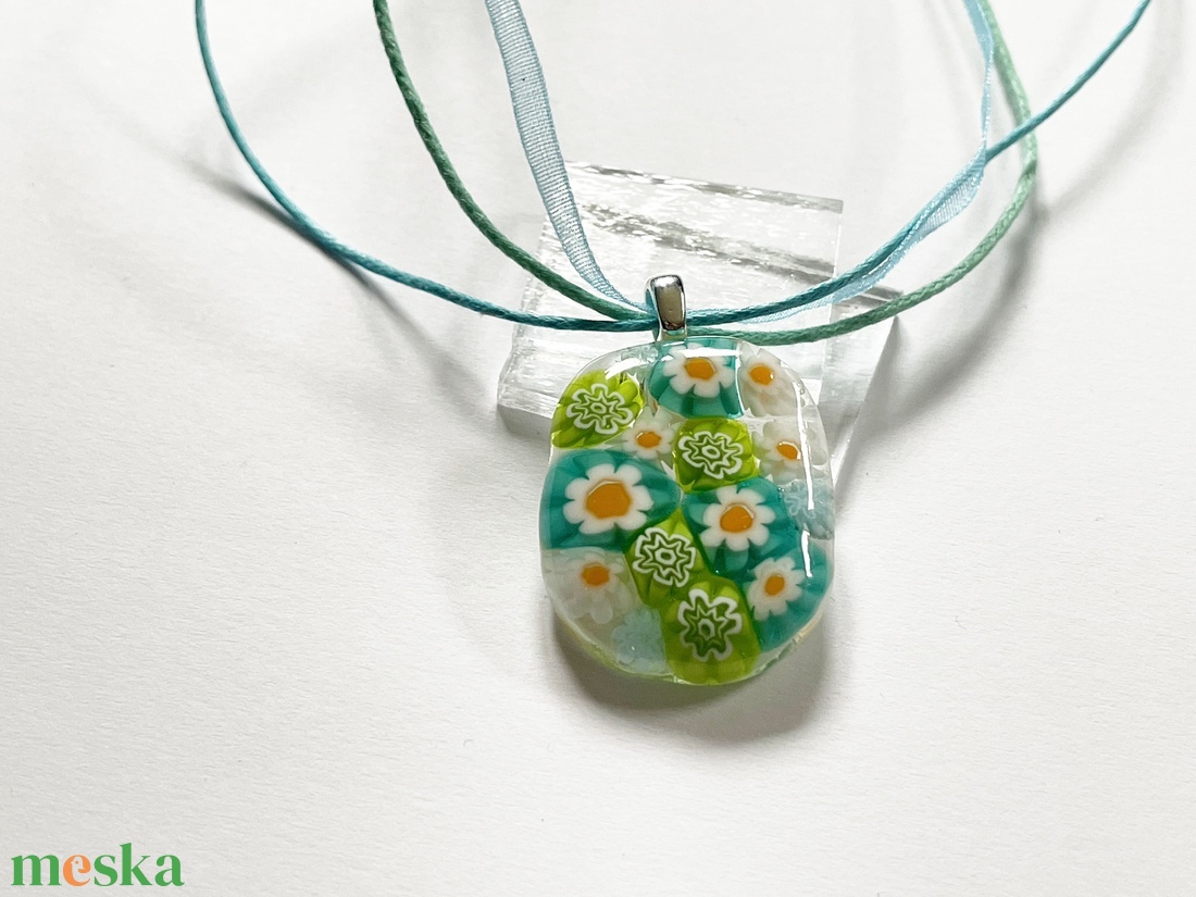 Színes millefiori virágcsokor medál, ajándék nőknek, pedagógusoknak - ékszer - nyaklánc - medálos nyaklánc - Meska.hu