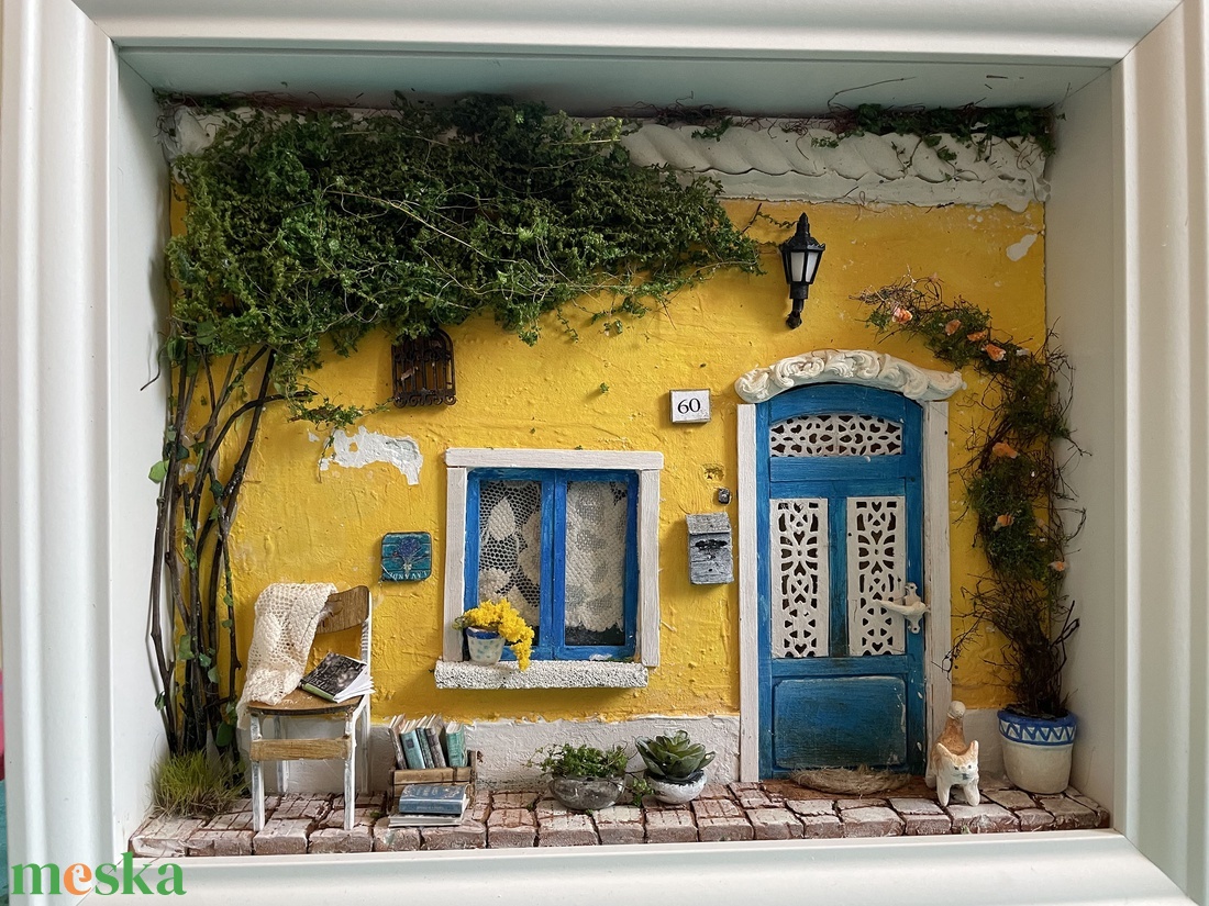  Provance - miniatűr dobozkép - fali kulcstartó - karácsony - karácsonyi lakásdekoráció - karácsonyi falu, házikó - Meska.hu