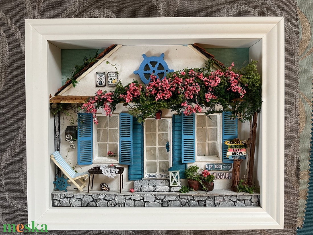 Adria - miniatűr dobozkép - fali kulcstartó - karácsony - karácsonyi lakásdekoráció - karácsonyi falu, házikó - Meska.hu