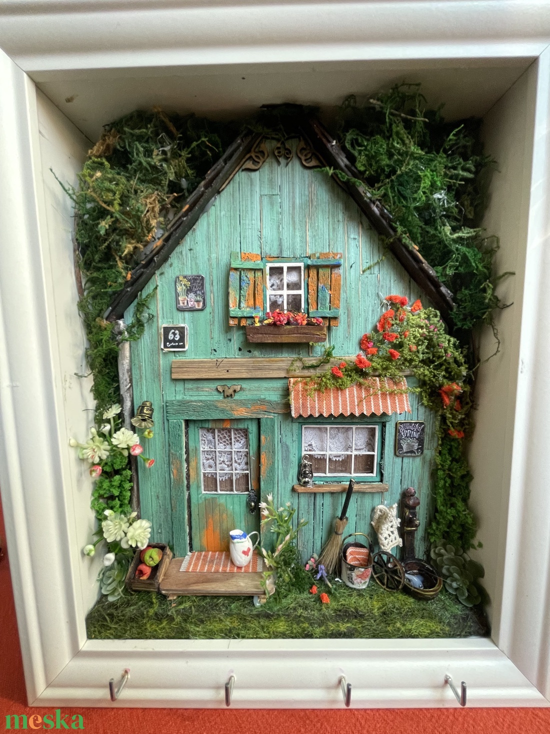 Rudolf tanya 2 - miniatűr dobozkép -fali kulcstartó - otthon & életmód - dekoráció - fali és függő dekoráció - fali kulcstartó - Meska.hu