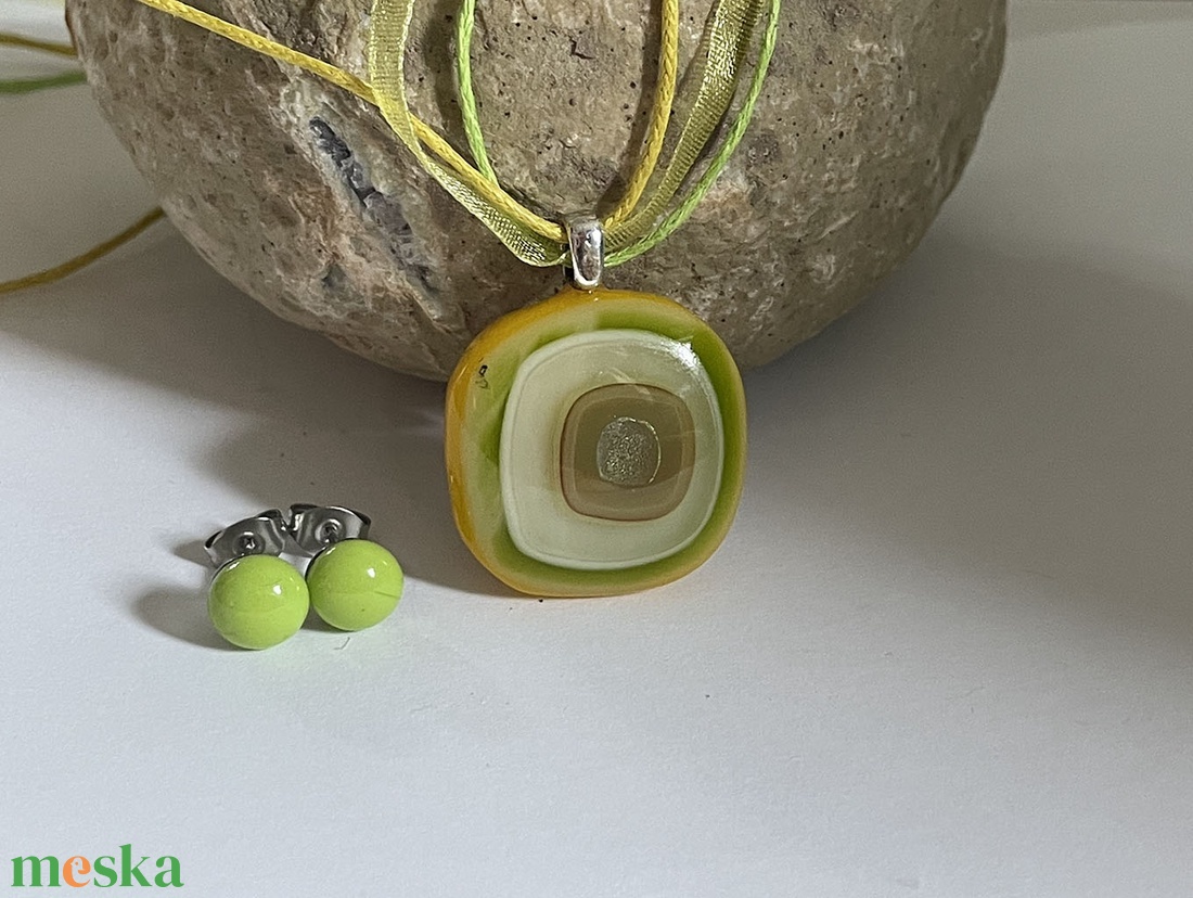 Citrus üvegékszer szett, ajándék ballagásra - ékszer - ékszerszett - Meska.hu