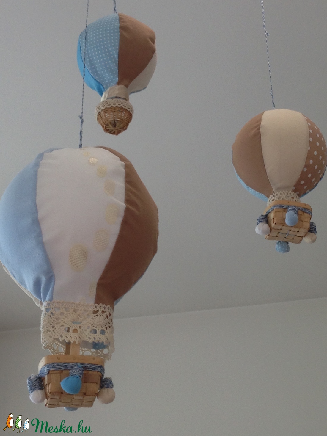 Hőlégballon gyerekszobai függődísz - Kék -  - Meska.hu