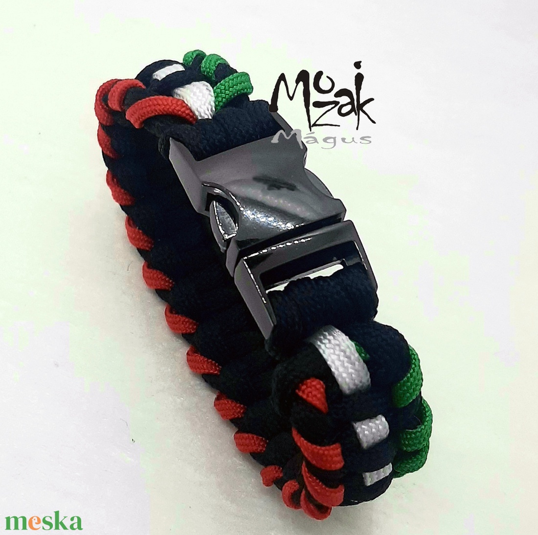 Fém csattal, Paracord karkötő NEMZETI színekben  - ékszer - karkötő - fonott karkötő - Meska.hu
