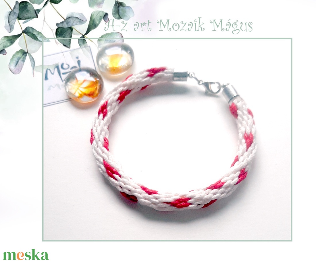 Piros szív karkötő - ékszer - karkötő - fonott karkötő - Meska.hu