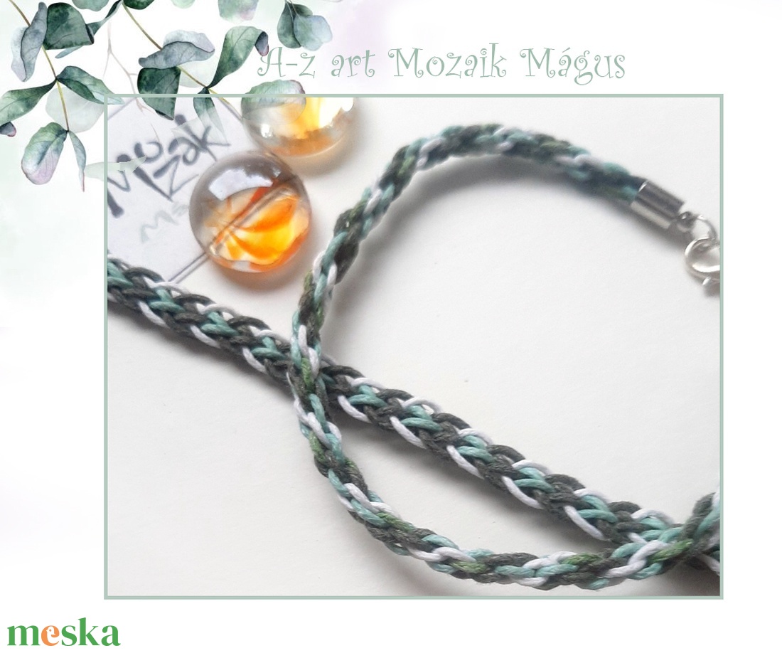 Zöldes páros  - ékszer - karkötő - fonott karkötő - Meska.hu