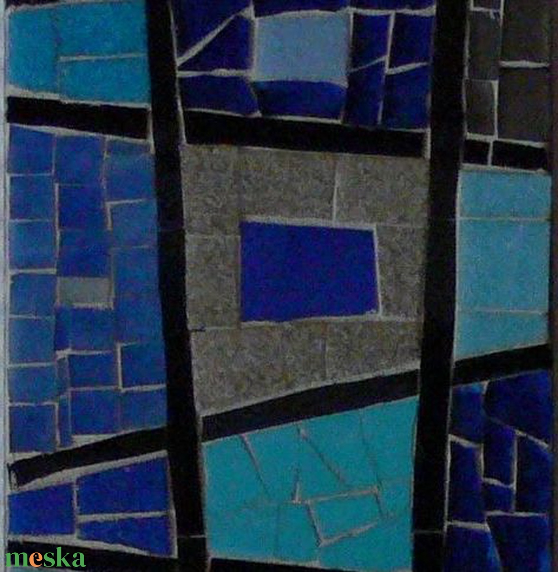 Kék absztrakt - üvegmozaik falidísz - otthon & lakás - dekoráció - kép & falikép - mozaik kép - Meska.hu