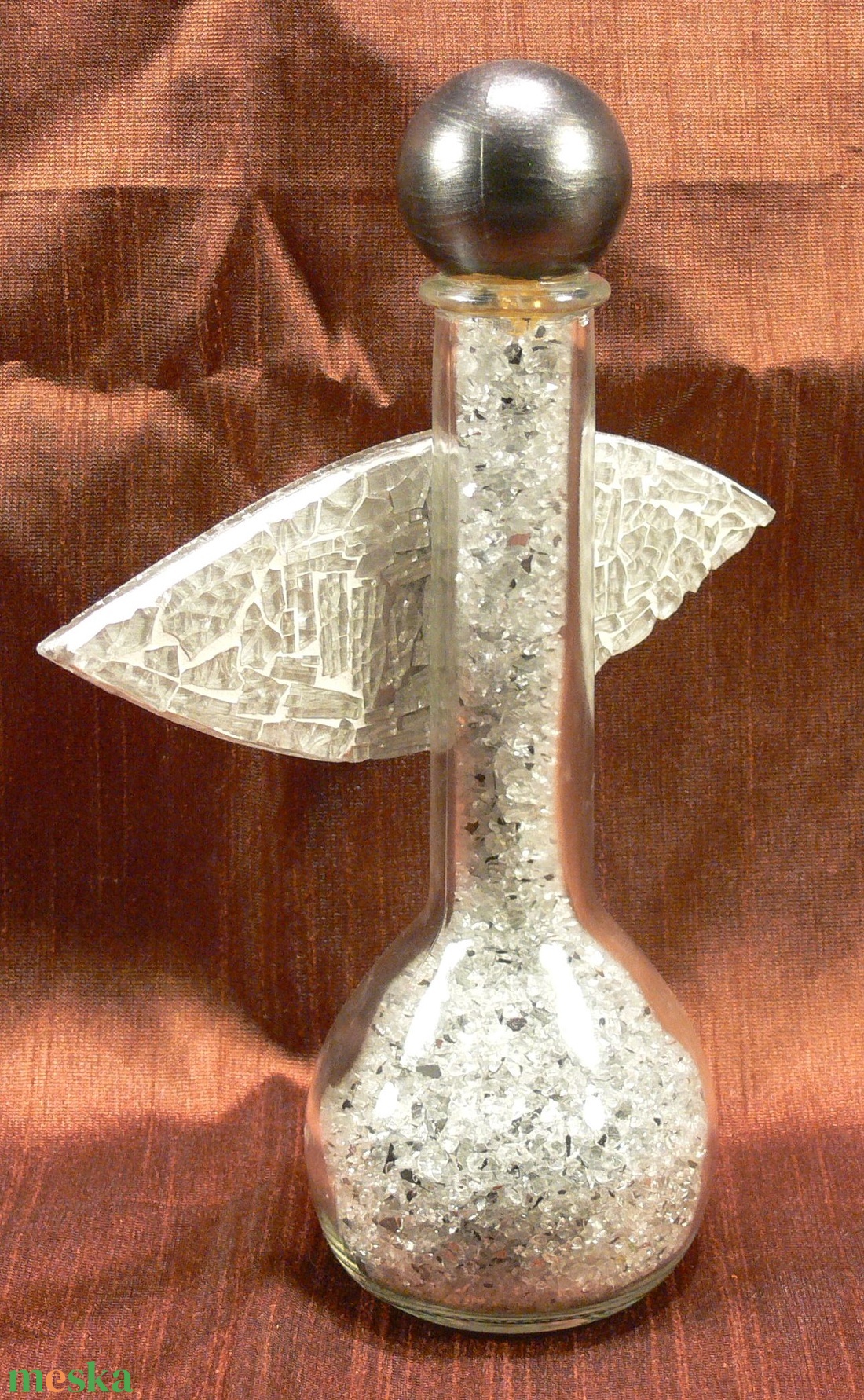 Angyal - karácsonyi üveg szobor, asztaldísz - karácsony - karácsonyi lakásdekoráció - karácsonyi lakásdíszek - Meska.hu