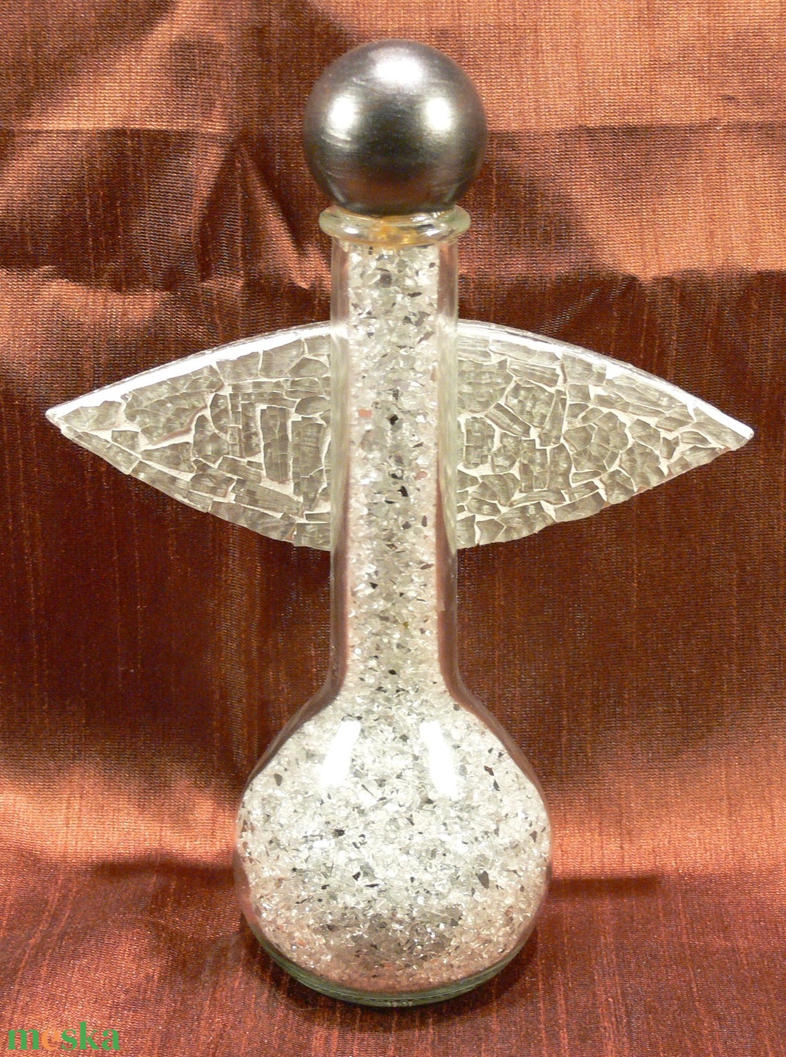 Angyal - karácsonyi üveg szobor, asztaldísz - karácsony - karácsonyi lakásdekoráció - karácsonyi lakásdíszek - Meska.hu