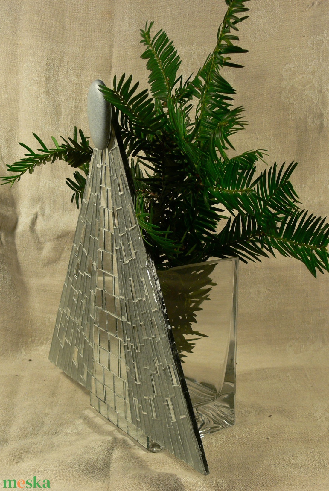 Karácsonyi angyal - üvegmozaik dísztárgy - otthon & életmód - dekoráció - asztal és polc dekoráció - díszüveg - Meska.hu