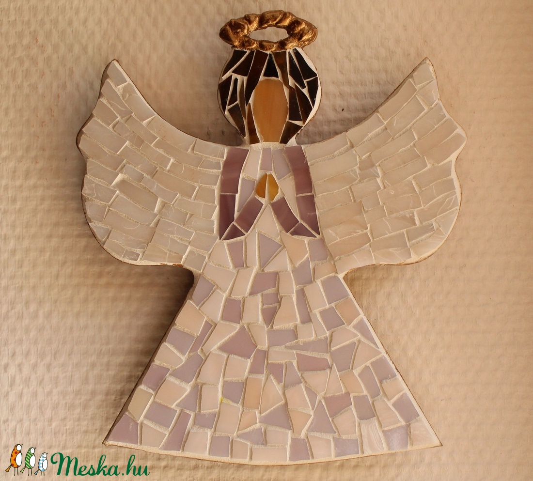 Angyal lila  - üvegmozaik falidísz - otthon & életmód - dekoráció - Meska.hu