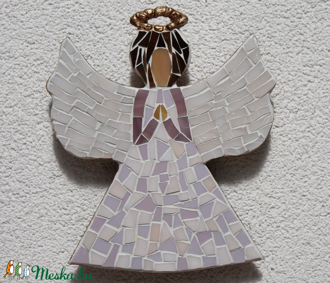 Angyal lila  - üvegmozaik falidísz - otthon & életmód - dekoráció - Meska.hu