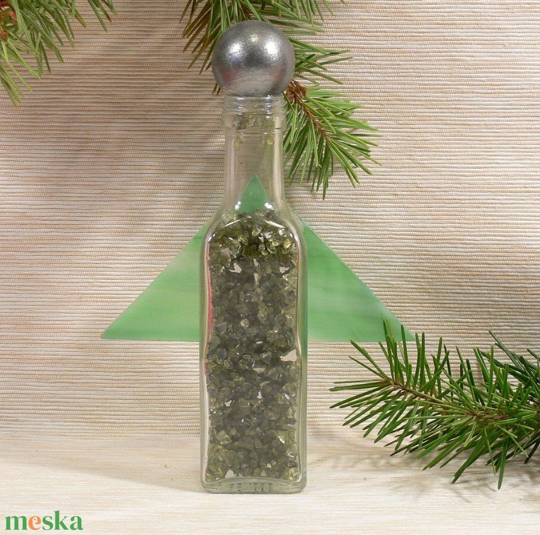 Angyal - karácsonyi üveg szobrocska - karácsony - karácsonyi lakásdekoráció - karácsonyi lakásdíszek - Meska.hu