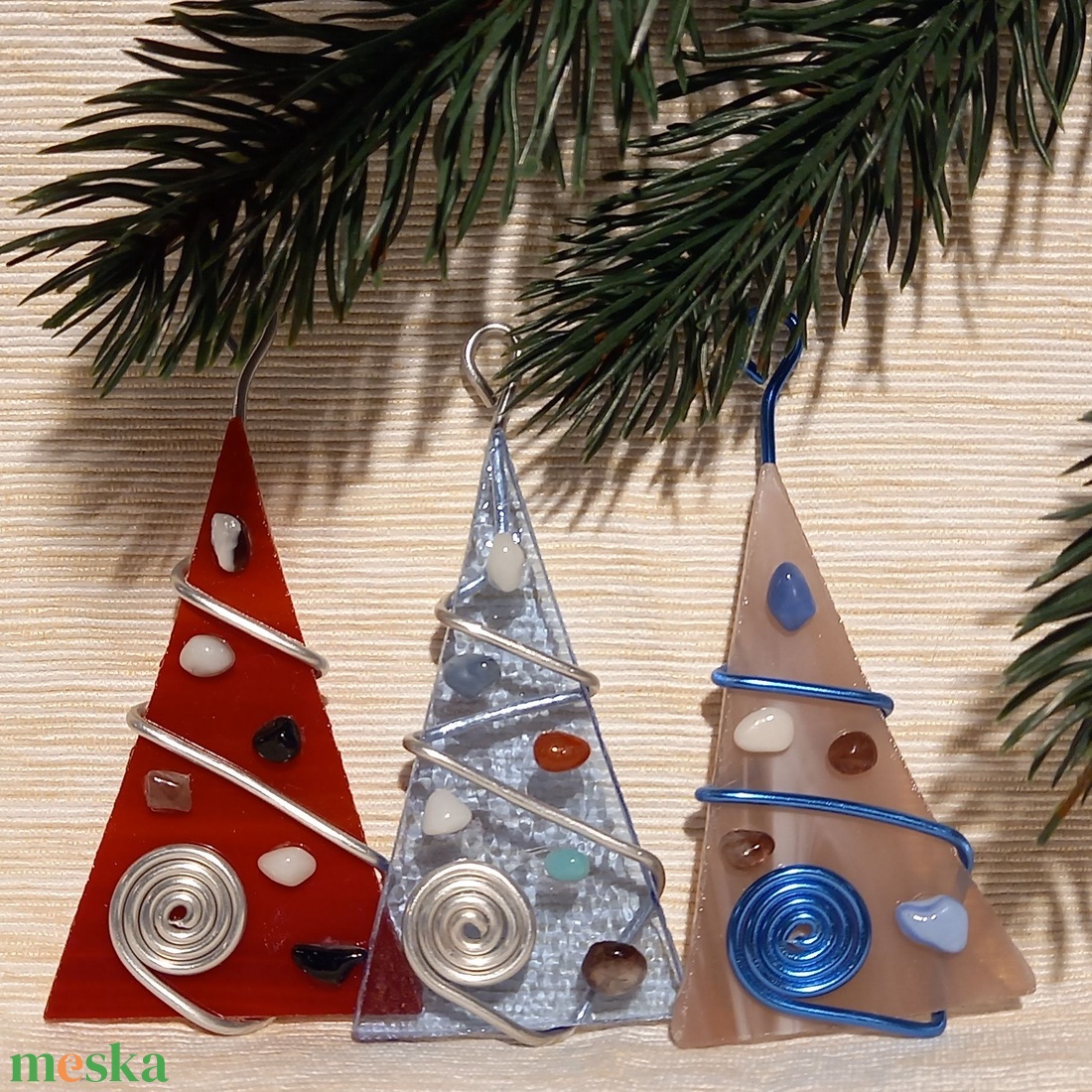 Karácsonyfadísz üveg 3 db-os - karácsony - karácsonyi lakásdekoráció - karácsonyfadíszek - Meska.hu
