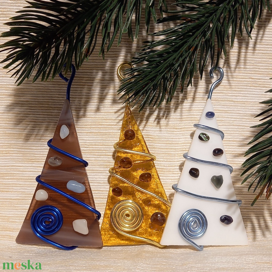 Karácsonyfadísz üveg 3 db-os - karácsony - karácsonyi lakásdekoráció - karácsonyfadíszek - Meska.hu