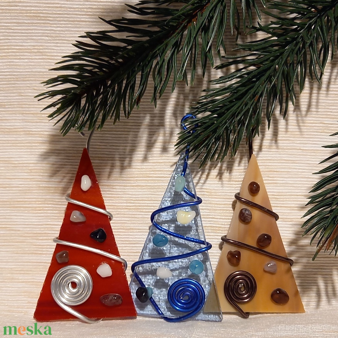 Karácsonyfadísz üveg 3 db-os - karácsony - karácsonyi lakásdekoráció - karácsonyfadíszek - Meska.hu