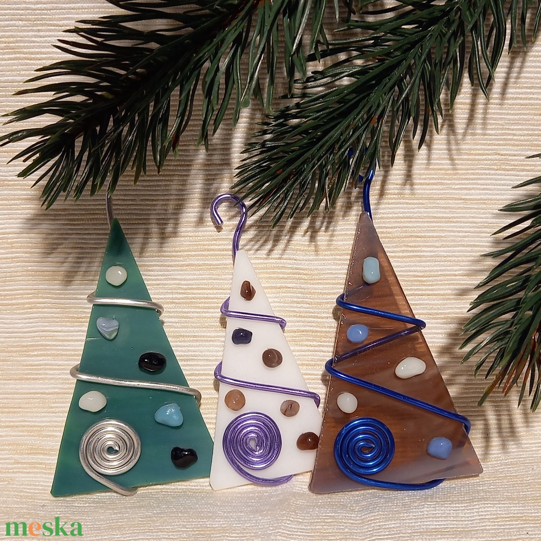 Karácsonyfadísz üveg 3 db-os - karácsony - karácsonyi lakásdekoráció - karácsonyfadíszek - Meska.hu