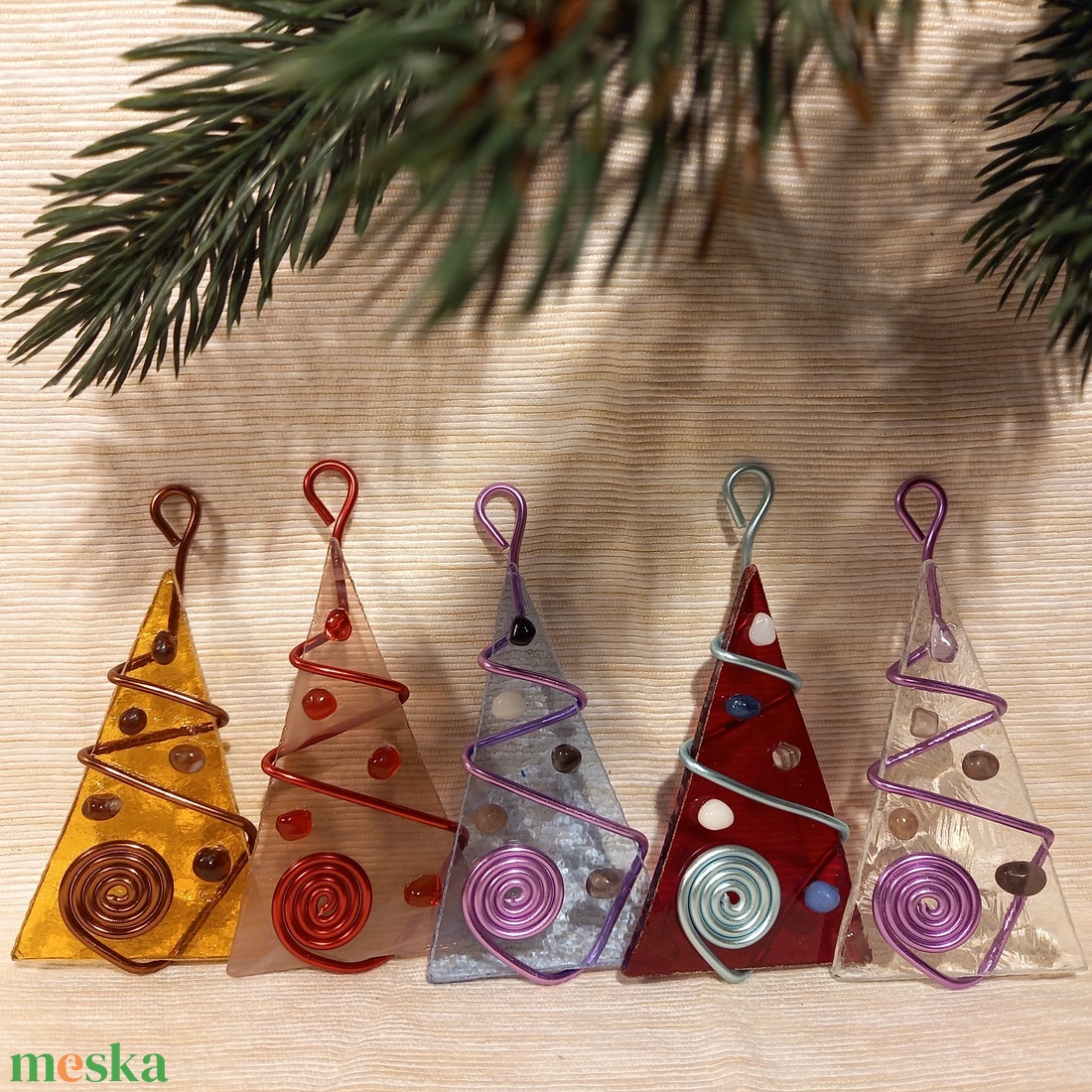 Karácsonyfadísz üveg 5 db-os - karácsony - karácsonyi lakásdekoráció - karácsonyfadíszek - Meska.hu