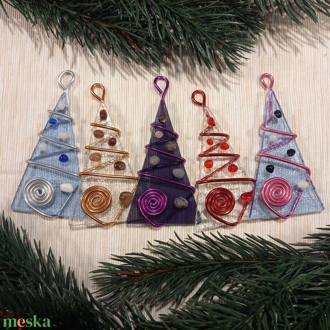 Karácsonyfadísz üveg 5 db-os - karácsony - karácsonyi lakásdekoráció - karácsonyfadíszek - Meska.hu