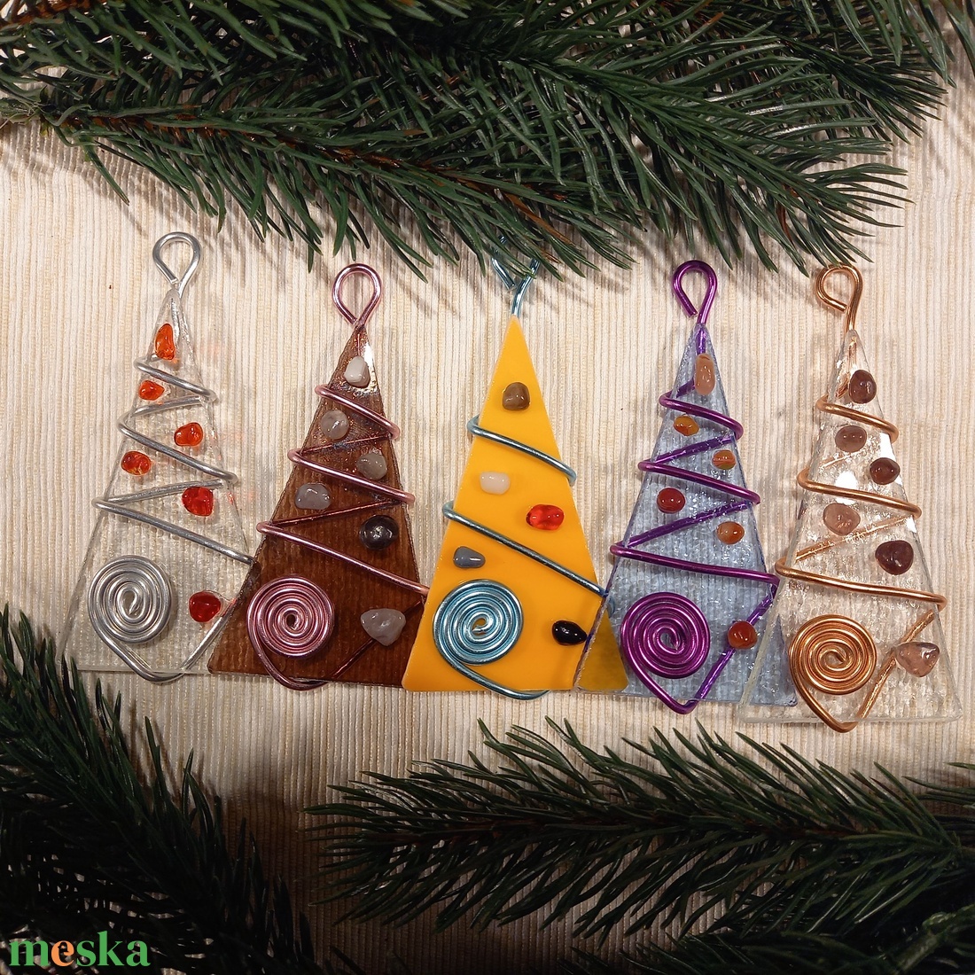 Karácsonyfadísz üveg 5 db-os - karácsony - karácsonyi lakásdekoráció - karácsonyfadíszek - Meska.hu