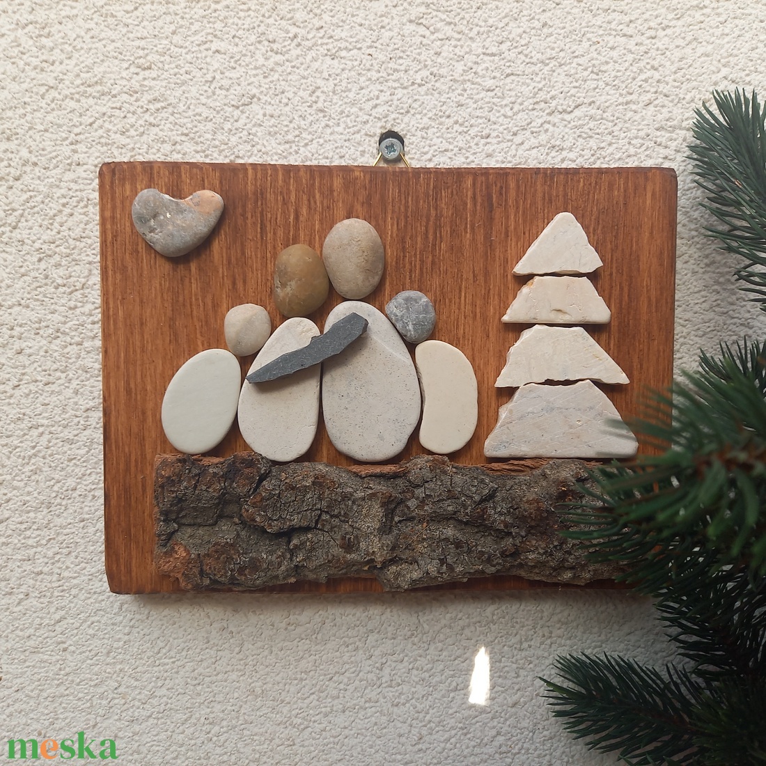 Családi karácsony 4 fős - kavicskép - karácsony - karácsonyi lakásdekoráció - karácsonyi lakásdíszek - Meska.hu